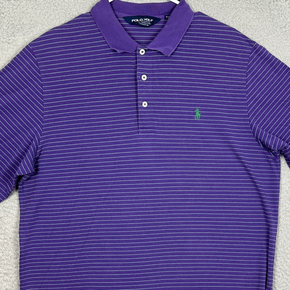 Polo Golf Ralph Lauren Polo Shirt Mens Large Purple Green Striped Rugby Athletic